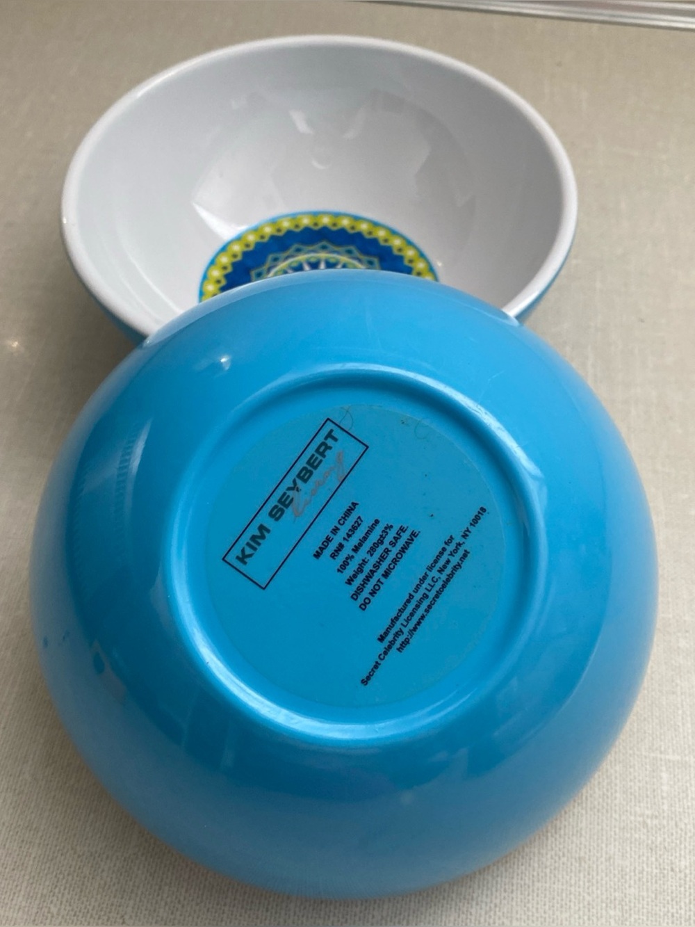 Kim Seybert Melamine Cereal  Bowls Blue Multi Colored Set of 2